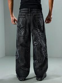 ROMWE MEN Street Life 男士休闲印花牛仔裤