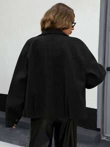 EURMUSE Buttom Detlied Overcoat, Business Wear - Black - View 2