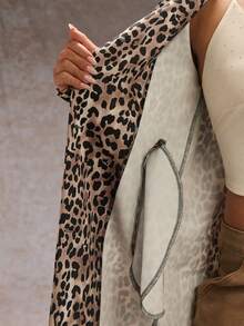 SHEIN Glamour 女式复古豹纹长款休闲夹克，秋冬豹纹休闲外套，适合日常穿着 - 彩色 - 查看 6