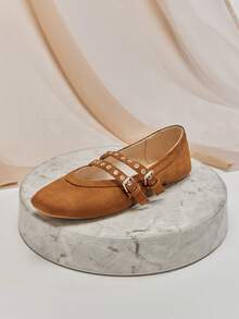 SHUZIA Women's Elegant Mary Jane Flats– Comfortable, Versatile & Classic Essential - Khaki - View 6