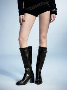 Sugerpunk Botas altas sexy y de estilo punk de tacón alto para mujer, versátiles botas muslo alto para otoño/invierno, fiesta en discoteca