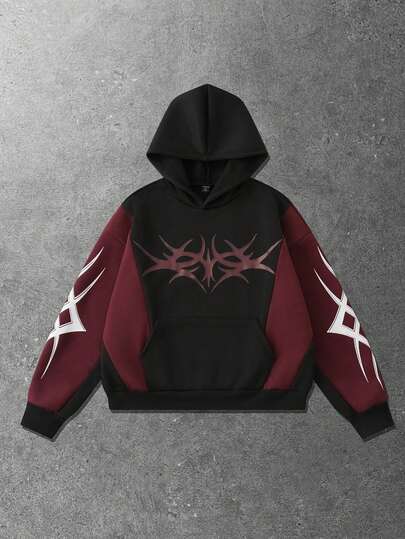 Street Life Sudadera con capucha minimalista estampada para hombre