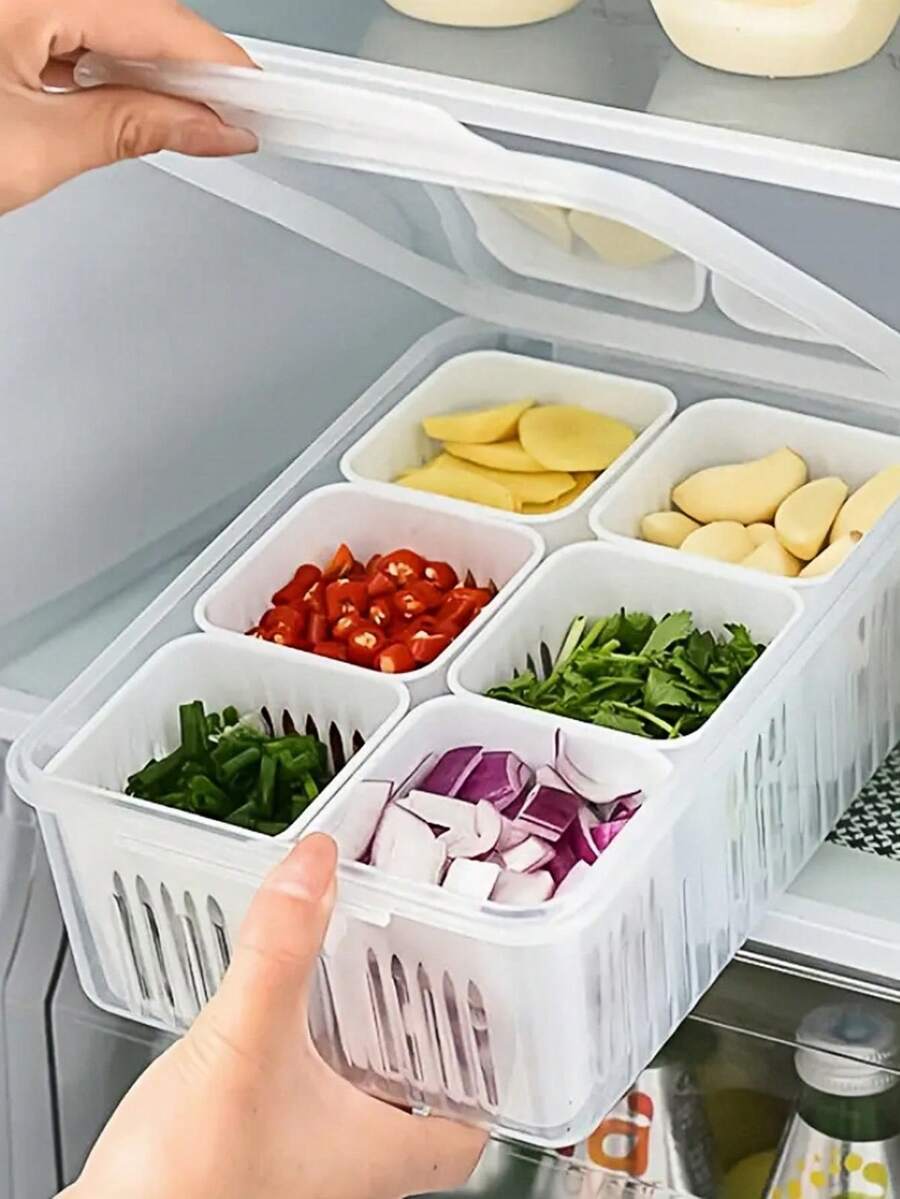 1 Set Of Multi-Grid Food Storage Box. - Clear - View 1