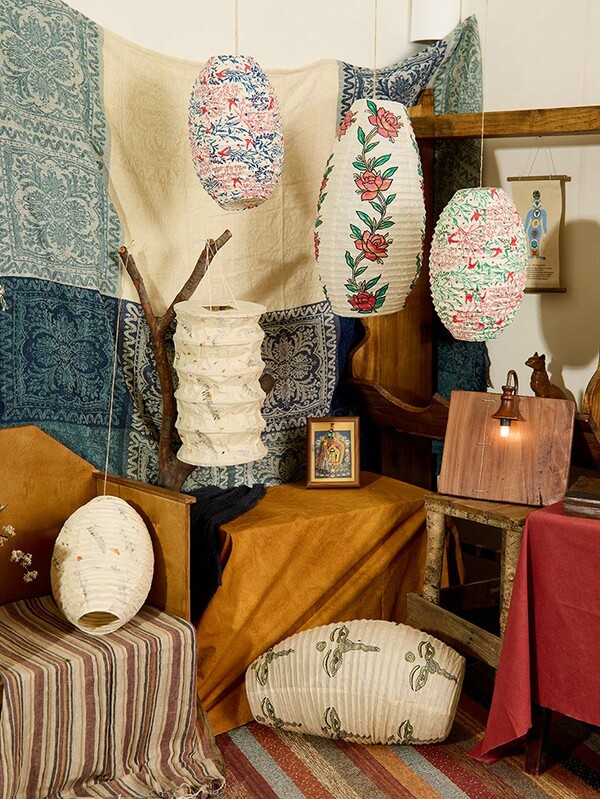 Cirelle Nepalese Handmade Oval Lokta Paper Lamp Shade - Foldable Design With Multiple Options, A Featured Home Lighting Decoration