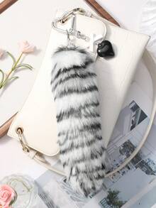 ROMWE Grunge Punk 1 chiếc nơ Acrylic cổ điển sang trọng, hình trái tim, móc khóa đuôi báo bằng vải nhung DIY, quà tặng thời trang chất lượng cao dành cho phụ nữ, bé gái, trang phục hàng ngày, ngày lễ - Đen trắng - 38 - Xem 7