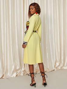 Eryvara 女士时尚非洲印花拼布面料短裙 - 彩色 - 查看 2