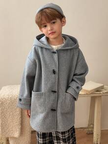 DAZY Young Boys Solid Color Single Breasted Hooded Overcoat