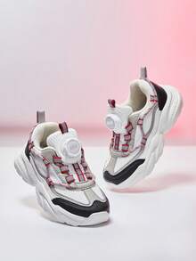 JNSQ 时尚透气网面儿童休闲运动鞋，配有旋转搭扣，厚底运动鞋款式 - 灰色 - 查看 5