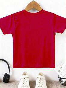 Camiseta de manga corta navideña para niño preadolescente, camiseta gráfica casual y de moda con diseño lindo de Papá Noel y fútbol, color rojo, uso versátil para uso diario de estudiantes jóvenes