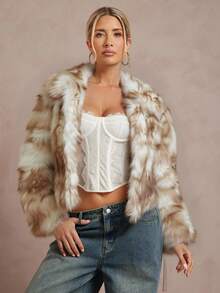 Lumalex VITNOS Luxury Fashionable & Elegant Women's Loose Fit Long Sleeve Faux Fur Leopard Print Coat,Elegant And Sexy Outerwear With High-End Vibe, Autumn/Winter Fashionable For Party Occasions Holiday VacationCoat, New Year's Outfit, Party, Night Out, Dates, Cute Costume For Women, Wedding Guest, Graduation Prom Coat, Business Casual Dress For Women, Teacher's Outfit, Luxury Evening Coat For Women, Elegant Coat For Parties, Birthday Outfit