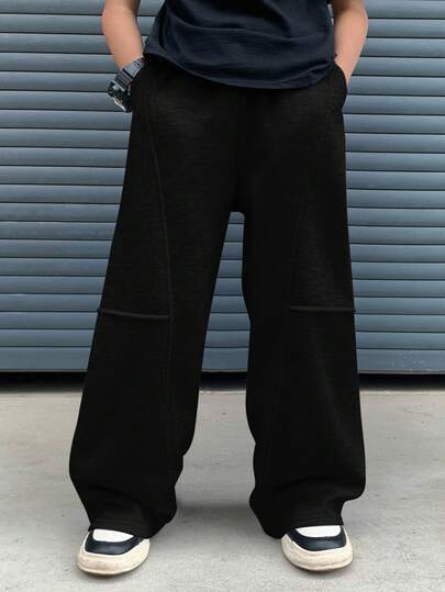 SHEIN 青少年男孩休闲百搭运动裤，适合通勤、上学、日常休闲装、运动、秋冬季