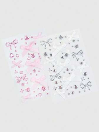 Kawaii 1pc Lace Bow, Heart, Star, Cross, Diamond Glitter & Jewel Decor Sticker
