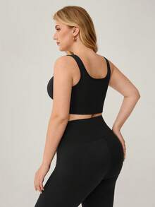 Auralis Athleisure Damen Große Größen einfarbiger High Support Schwarz Sport-BH, Schwarzer BH, Damen Sportbekleidung für alle Jahreszeiten - Schwarz - Übersicht 3