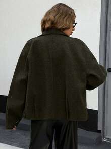 EURMUSE Buttom Detlied Overcoat, Business Wear - Army Green - View 2