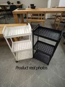 Carrito de almacenamiento multifuncional con ruedas giratorias - Un dispositivo de almacenamiento multifuncional adecuado para cocinas, salas de estar y dormitorios - Puede almacenar libros, bocadillos, etc. - Estructura de plástico resistente, carrito multifuncional, estantes verticales - Multicolor - Ver 6