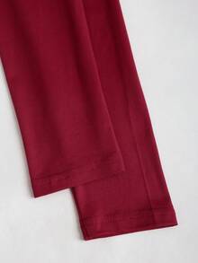 Sweetra Áo thun nữ tay dài cổ tròn họa tiết sọc nâu Y2K phong cách retro thập niên 2000, trang trí khóa cài, ôm sát, thoải mái - Màu Đỏ Sâu - Xem 3