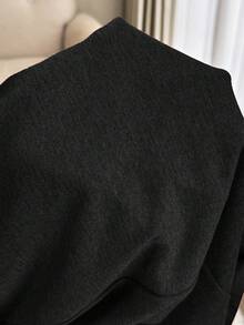 SHEIN Bộ 2 áo thun dài tay cổ ve màu trơn cho bà bầu, áo và quần dài tay cài nút đơn - màu đen - Xem 6