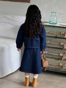 DAZY 女童牛仔上衣和裙子套装 - 藍色 - 查看 2