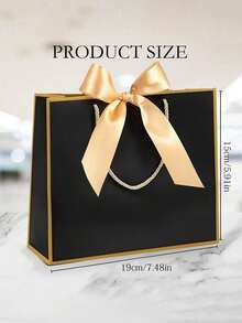 1/5pcs-Landscape-Style Kraft Paper Gift Bags, Shopping Bags, Packaging Bags With Handles, Bow-Decorated Handbags, Trick Or Treat, Halloween, White Large-Capacity Paper Bags, Halloween, Thanksgiving, Christmas, New Year, Wedding, Birthday Gift Packaging Bags - Multicolor - View 10