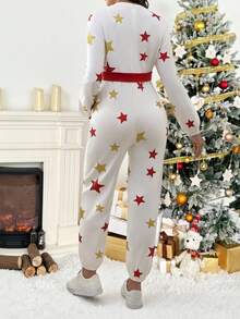 SHEIN Maternity Casual Star Print Jumpsuit, Autumn - Multicolor - View 2