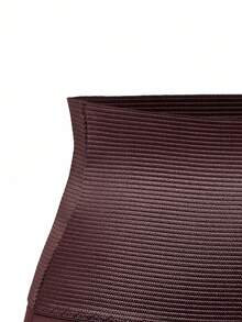 SHAPORA Women's Solid Color Minimalist High Waist Shapewear Bottom - Coffee Brown - View 8