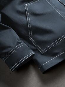 Manfinity EMRG Chaqueta casual de manga larga para hombre con diseño de línea de color contrastante - Gris - Ver 7