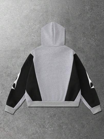 Street Life Men's Colorblock Print Loose Fit Hoodie