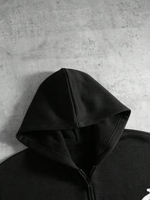 PAVTROS Ensemble deux pièces pour hommes composé d'une veste de mode confortable avec broderie et d'un pantalon long à taille élastique. Ensemble jogging noir, tenue de ville Y2K avec sweat-shirt à capuche et pantalon pour hommes - Noir - Voir 6