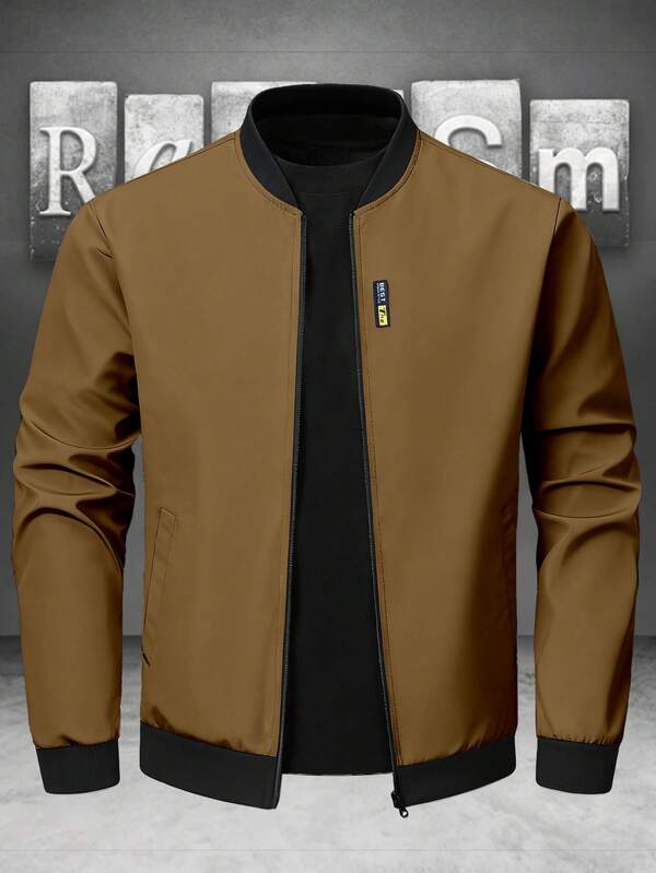 Manfinity Homme 加大码男士休闲撞色拼接长袖外套，秋季款