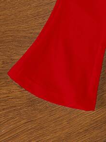 1 Set Baby Girls Casual Fashionable Sweet Cute Strawberry Print White Crew Neck Sweatshirt And Red Flared Pants Set, Autumn/Winter Baby Girl Sweatshirt Set, Strawberry Sweatshirt And Pants Two Pieces Casual Outfit - Multicolor - View 4