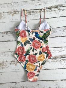 Swim Vcay Elegancka, jednoczęściowa sukienka damska z kwiatowym nadrukiem, romantyczna i wyrafinowana na letnie wakacje