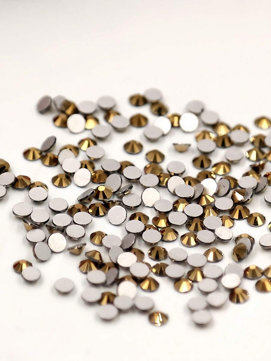 2000pcs 3-6mm Silver Flat Rose Gold Resin Rhinestones, Round Jelly Gemstones For Making Accessories Shoes, Clothes, Cosmetics, Bags, Decoration - Rose gold - View 1