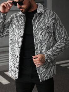 Manfinity Roughcore 男士加大码抓绒成熟休闲INS热销外套。适合日常穿着，男士外套，适合圣诞节、新年假期、派对、晚宴、秋冬季。男士都市保暖格子长袖美式外套，送给朋友、丈夫、男友的礼物。男士抽象印花长袖休闲图案外套。 - 彩色 - 查看 6