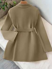 Franclia Fashionable French Retro H-Shaped Waist Belt Waist Cinching Lapel Camel Women's Autumn/Winter Windbreaker