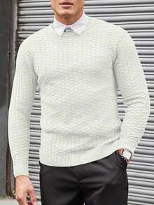 EURMUSE Einfarbiger Jacquard-strickpullover Für Herren Ohne Hemd