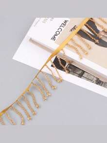 1 Yard Crystal Bead Fringe Trim - Pearl Tassel Edging For Costume Curtain Veil Decor, DIY Glamorous Stage Wear & Home Embellishment