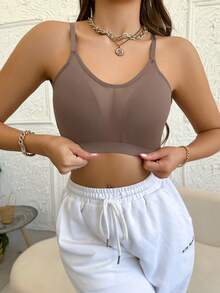 1pc Women's Seamless Underwear, Mocha Brown - Coffee Brown - View 3