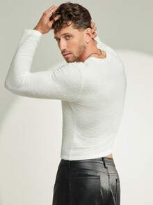 FeverCity Men's Fever City Casual Fashionable Long Sleeve T-Shirt - Beige - View 5