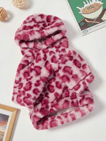 PETSIN 1 peça de moletom com capuz para cachorro, estampa de leopardo rosa, estilo moderno e quentinho, ideal para outono/inverno.