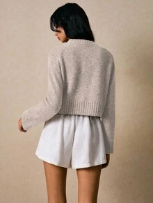 Poéselle Women's Fashion Romantic Retro Elegant Simple Versatile Knit Pullover Sweater In Fall/Winter,Fall,Fall Clothes For Women - Apricot - View 4