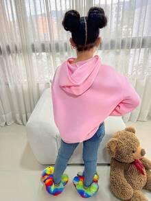 SHEIN X Care Bears Felpa con cappuccio oversize con stampa orso carina per ragazze pre-adolescenti, casual e versatile per uso quotidiano