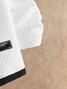 Manfinity VCAY Men's Contrast Color Long Sleeve Casual Waffle Knit Hoodie Set - White - View 5