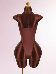 Y2K Amplova 女士纯色极简休闲连体衣，秋冬感恩节和新年派对礼服棕色连体衣棕色连体衣女士连体衣棕色泳衣性感连体衣 - 棕色 - 查看 9