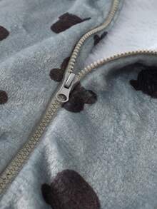 2pcs Baby Boys Khaki & Gray Bear Embroidery Design Casual Plush Thickened Long Sleeve Romper Pajamas, Suitable For Autumn/Winter Sleeping Wear Baby Baby Bear Clothes Woodland Baby Clothes Super Soft Baby Clothes Neutral Baby Clothes Unisex - Multicolor - View 5