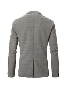 Manfinity Mode Áo khoác vest công sở nam, kết hợp vải kẻ caro xám, thích hợp mặc đi làm hàng ngày, cũng là món quà lý tưởng cho bạn trai và chồng - Xám - Xem 2