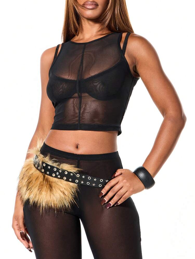 SUMWON WOMEN Durchsichtiges Tanktop aus Netzstoff