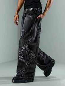 ROMWE MEN Street Life 男士休闲印花牛仔裤