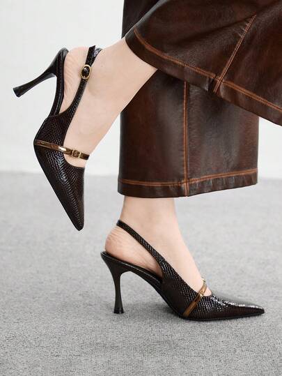 CUCCOO BIZCHIC Tacones altos elegantes y con punta puntiaguda sin talón para mujer