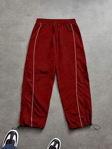 Sport MetroGents Celana Olahraga Pria Kasual Sehari-hari Motif Huruf dengan Tali Serut di Pinggang, Celana Sweat, Celana Gym - Merah - View 2