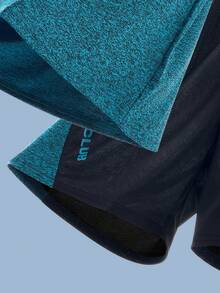 SHEIN Tween Boy Colorblock Pattern T-Shirt & Shorts Sports Outfit 2pcs Set - Blue - View 3